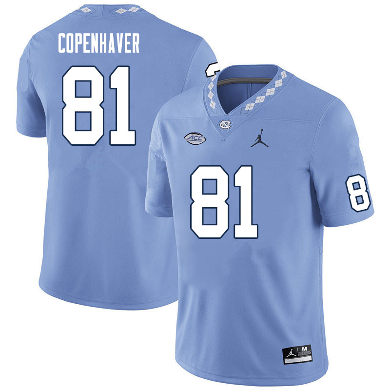 Men #81 John Copenhaver North Carolina Tar Heels College Football Jerseys Sale-Carolina Blue